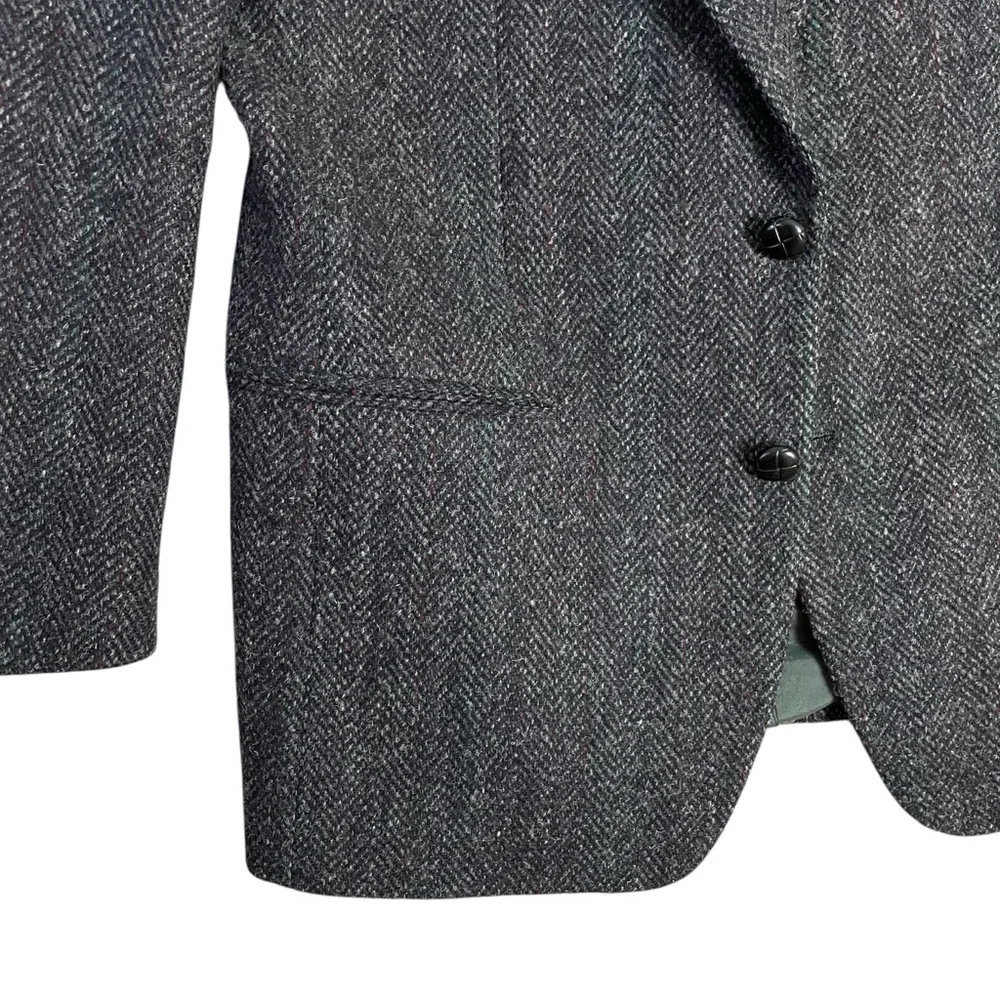 Harris Tweed Blazer Mens Size 40R Gray Red Line Slim Fit Sport Jacket